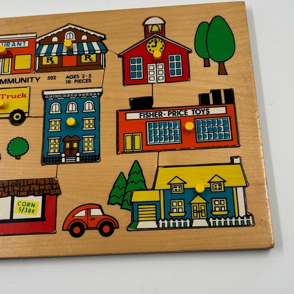 Vtg Fisher-Price Simplex Community 502 Pick-up & Peek Wood Puzzle Holland - Picture 5 of 11